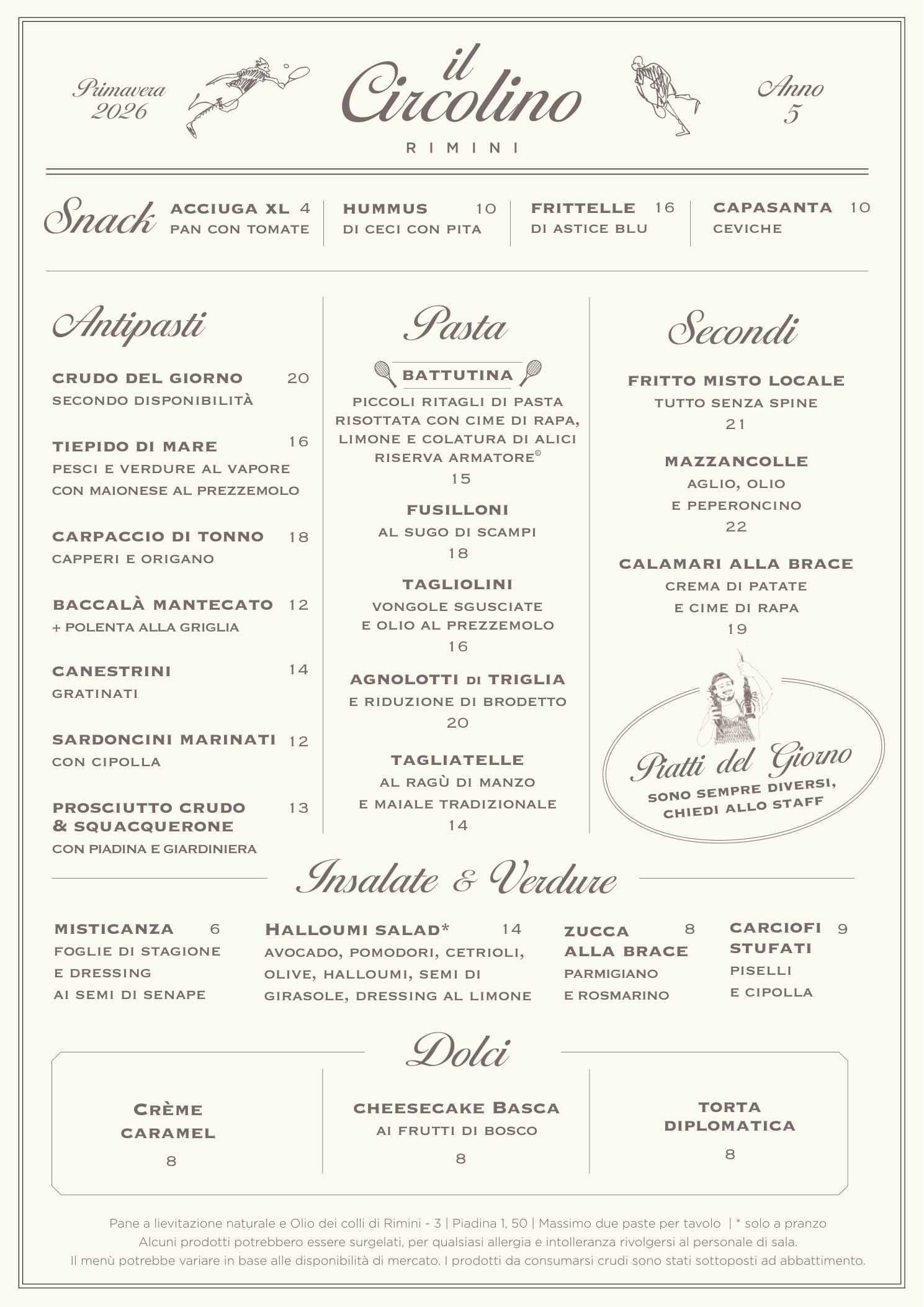 Menù — prima pagina